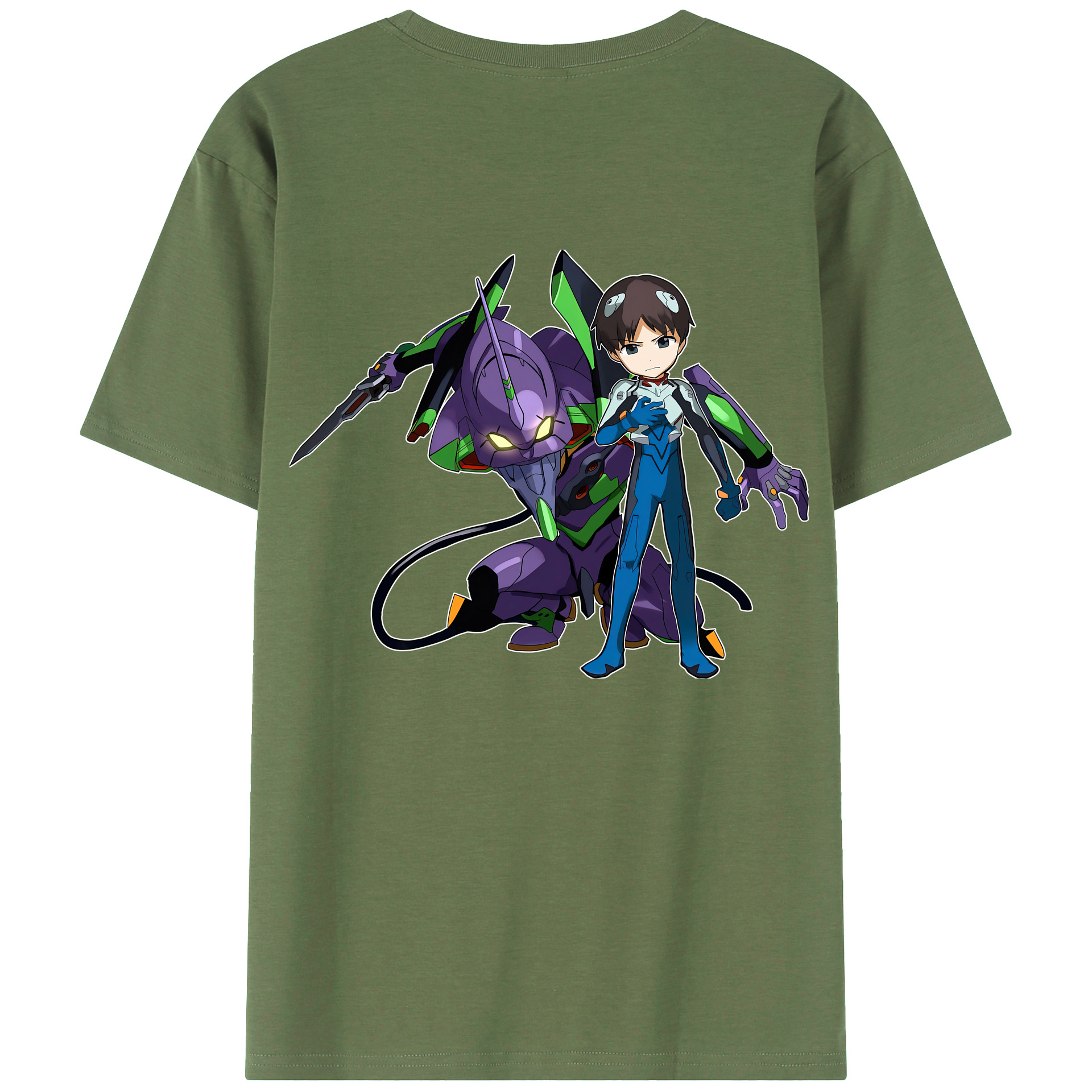 （画像用） EVA 新世紀エヴァンゲリオン 綿100％ メンズ半袖Tシャツ（バックプリント） 通気性